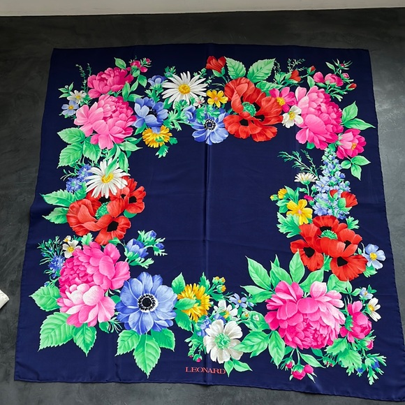 Leonard Accessories - Leonard Paris Floral Silk Scarf